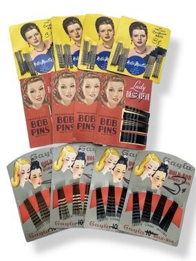 Vintage NOS Bundle 12 Carded Bobby Pins Lady Beautiful Gayla Nellie Martin Hair